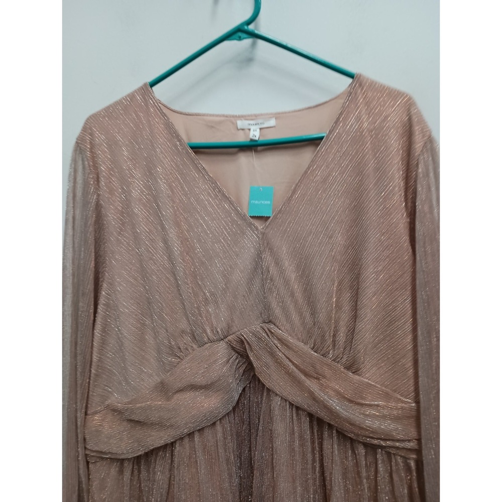 Maurices Top Womens Sz 2X Beige Metallic BOHO Fairy Romantic Balloon Sleeve New - Picture 2 of 12